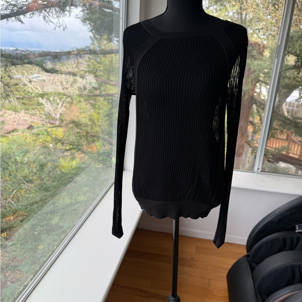Stylish Black Mesh Knit Top